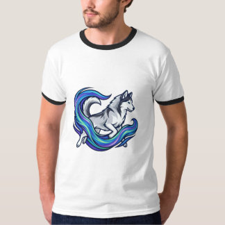 Spirit Husky Elektrisch Blauwe Aura Grafiek T-shirt
