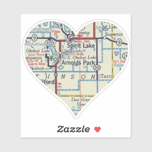 Spirit Lake IA  kaart Sticker (Vel)