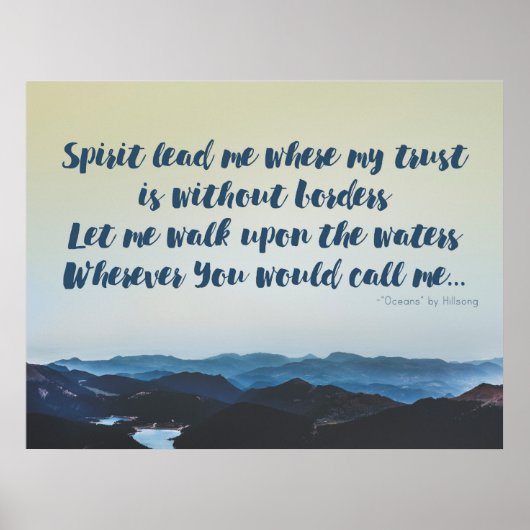 "Spirit Lead Me" Hillsong "Oceans" Lyric Poster (Voorkant)