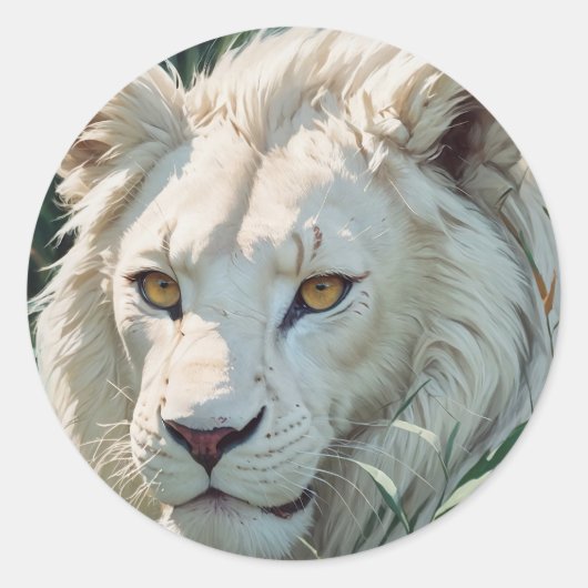 Spirit Lion - Zeldzame Witte Leeuw Ronde Sticker (Voorkant)