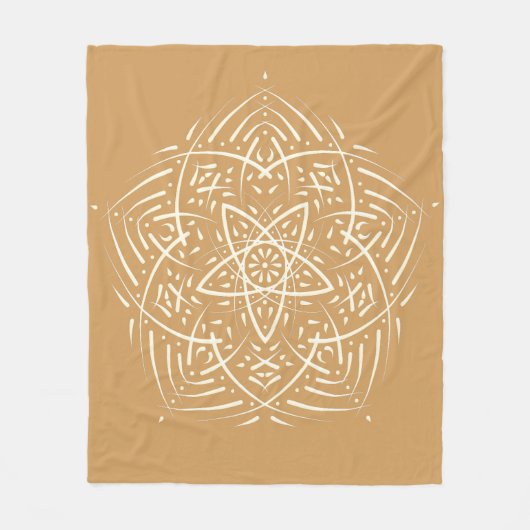 Spirit Mandala Elfenbein Sandbraun Fleece Deken (Voorkant)