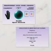 Spirit Medium, Green Crystal Ball, Palmistry, Taro Visitekaartje (Voorkant / Achterkant)