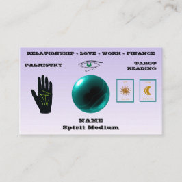 Spirit Medium, Green Crystal Ball, Palmistry, Taro Visitekaartje