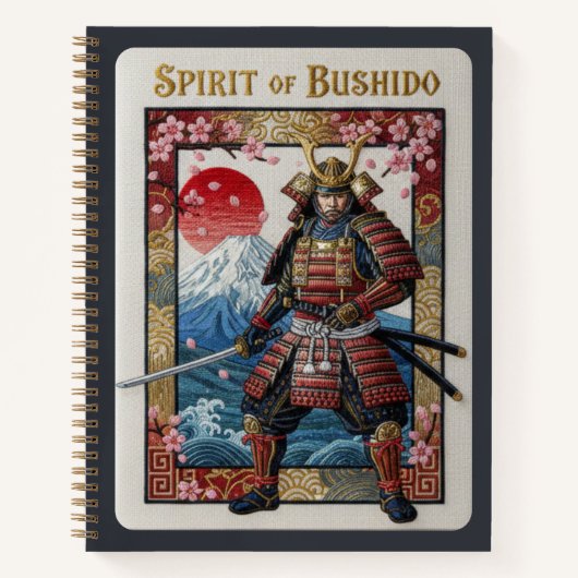 Spirit of Bushido Embroidered Samurai & Mount Fuji Notitieboek (Voorkant)