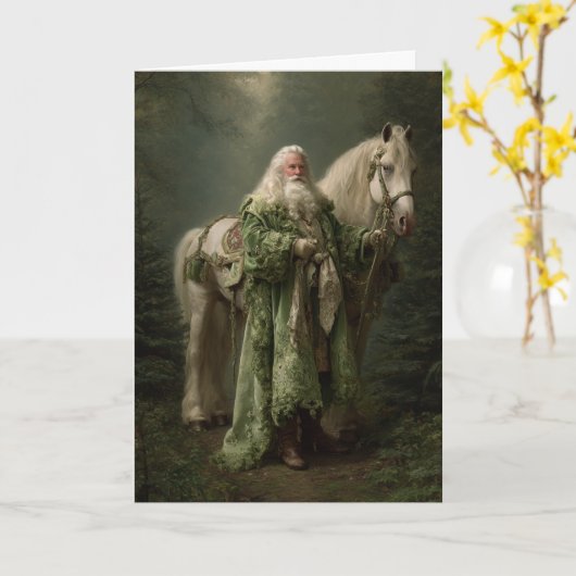 Spirit of Christmas, Santa met Paard Vakantie Kaar Kaart (Gele Bloem)