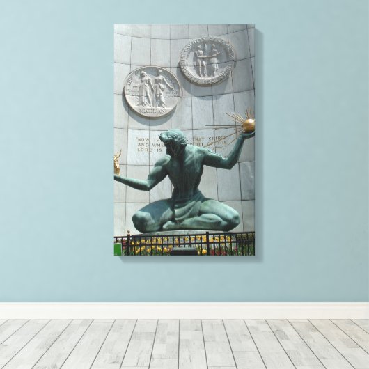 Spirit of Detroit Wrapped Canvas (Insitu (Houten vloer))