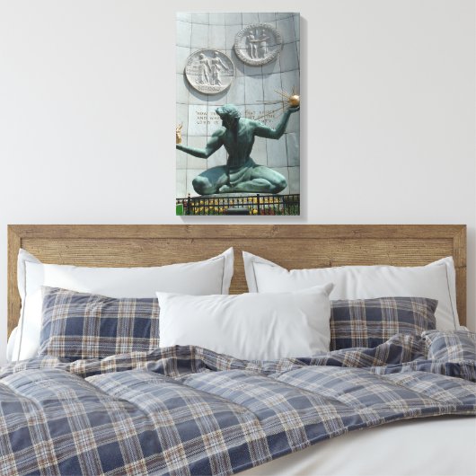 Spirit of Detroit Wrapped Canvas (Insitu (Slaapkamer))
