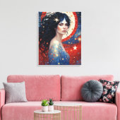 Spirit of Patriotisms Vrouw Rood Wit Blauw Juli Canvas Afdruk (Insitu (Woonkamer))