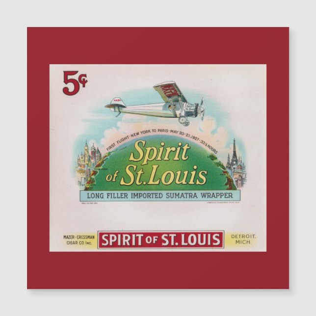 Spirit of St. Louis  sigarenlabel Retro (Voorkant)