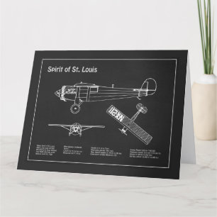 Spirit of St. Louis - Vliegtuig Blauwdruk Plannen Bedankkaart