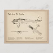 Spirit of St. Louis - Vliegtuig Blauwdruk Plannen  Briefkaart (Voorkant)