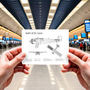 Spirit of St. Louis - Vliegtuig Blauwdruk Plannen Briefkaart