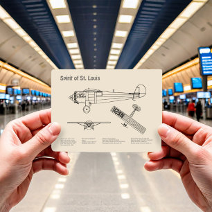 Spirit of St. Louis - Vliegtuig Blauwdruk Plannen  Briefkaart