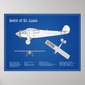 Spirit of St. Louis - Vliegtuig Blauwdruk Plannen  Poster (Voorkant)