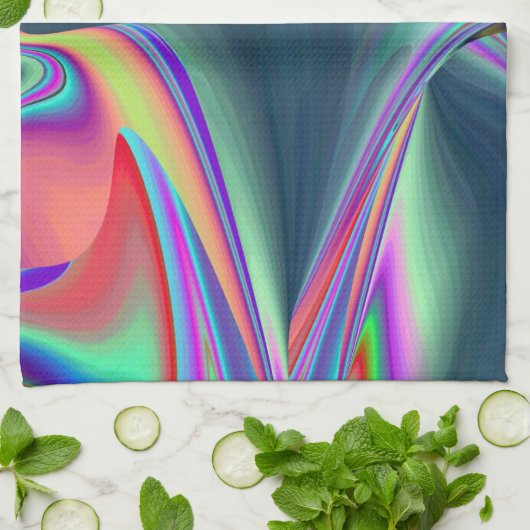 Spirit of Summer Breeze , Abstracte 3D Rainbowart Theedoek (Gevouwen)