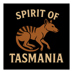 Spirit of Tasmania -  typografie van thylacine Perfect Poster