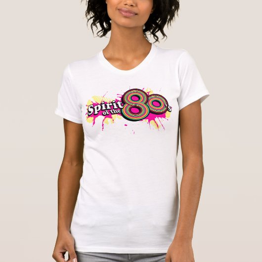 "Spirit of the 80" dames multi-roze logo t-shirt (Voorkant)
