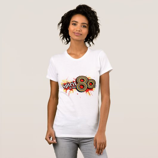 "Spirit of the 80's" dames veelkleurig logo t-shir T-shirt (Voorkant volledig)