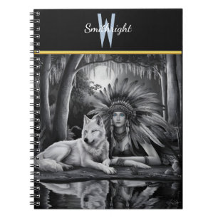 Spirit of the Wild: Indiase vrouw en wolf Notitieboek