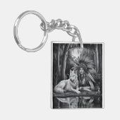 Spirit of the Wild: Indiase vrouw en wolf Sleutelhanger (Voorkant Links)