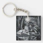 Spirit of the Wild: Indiase vrouw en wolf Sleutelhanger (Voorkant)