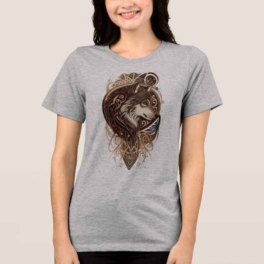 Spirit of the Wolf The Watcher Alpha Soul Wolf of  Tri-Blend Shirt (Voorkant)