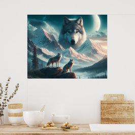 Spirit of the Wolves AI Art Poster