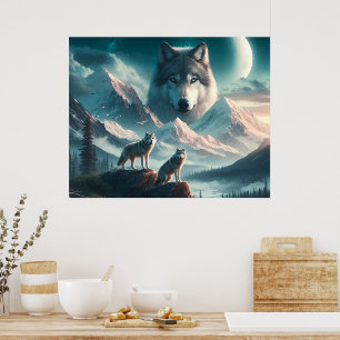 Spirit of The Wolves AI-kunstposter Poster