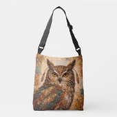 Spirit Owl Boho Patchwork Rustic Folk Art Crossbody Tas (Voorkant)
