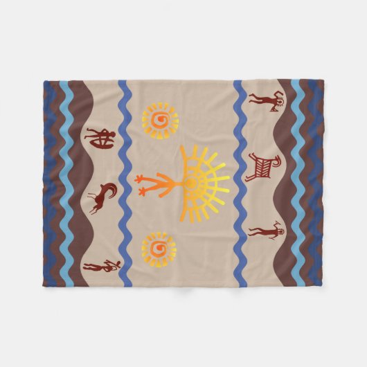Spirit Path Rock Art Style Fleece Blanket Deken (Voorkant (Horizontaal))