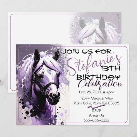Spirit Pony 29 Verjaardagsuitnodiging Kaart (Voorkant / Achterkant)
