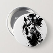 Spirit Pony 3 Zwart & Wit Ronde Button 7,6 Cm (Voorkant /achterkant)
