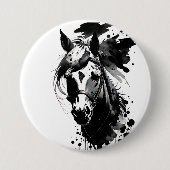 Spirit Pony 3 Zwart & Wit Ronde Button 7,6 Cm (Voorkant)
