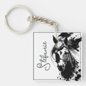 Spirit Pony 3 Zwart & Wit Sleutelhanger (voorkant)