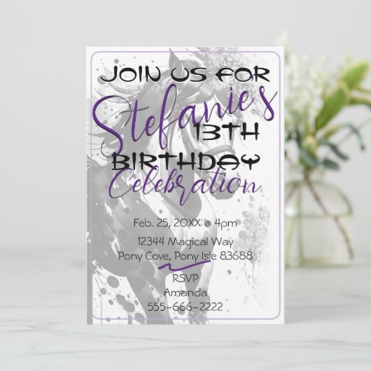 Spirit Pony 9 Verjaardagsuitnodiging 2 Kaart (Staand voorkant)