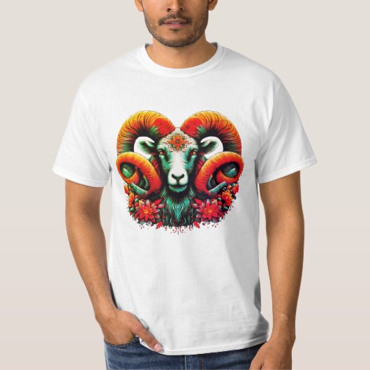 Spirit Ram – Bloemenhoorns & Aarde Wijsheid T-shirt (Voorkant)