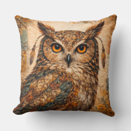 Spirit Uil Boho Patchwork Rustieke Volkskunst Kussen