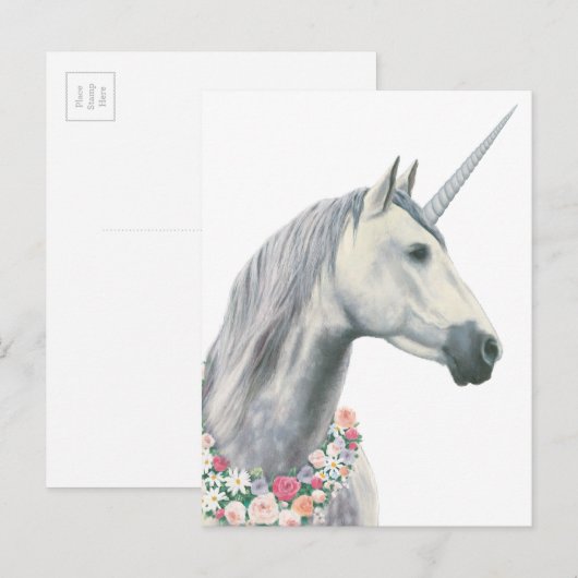 Spirit Unicorn met bloemen rond de nek Briefkaart (Voorkant / Achterkant)