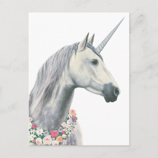 Spirit Unicorn met bloemen rond de nek Briefkaart (Voorkant)