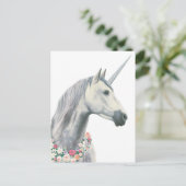 Spirit Unicorn met bloemen rond de nek Briefkaart (Staand voorkant)