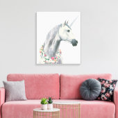 Spirit Unicorn met bloemen rond de nek Canvas Afdruk (Insitu (Woonkamer))
