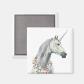 Spirit Unicorn met bloemen rond de nek Magneet (Voorkant / Achterkant)