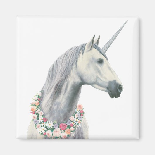 Spirit Unicorn met bloemen rond de nek Magneet (Voorkant)