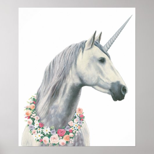 Spirit Unicorn met bloemen rond de nek Poster (Voorkant)