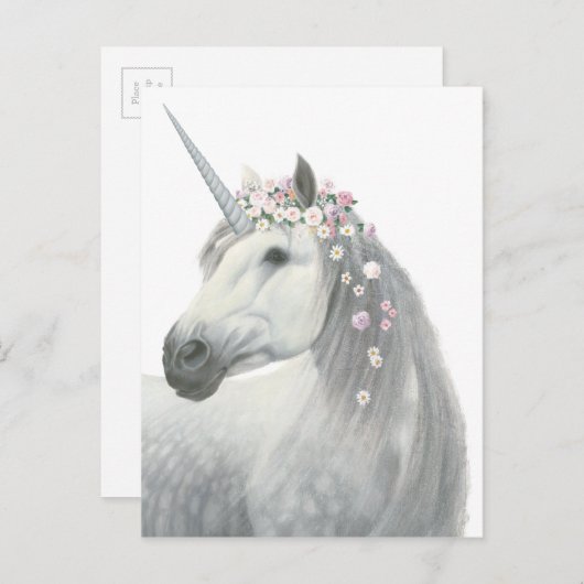 Spirit Unicorn met Flowers in Mane Briefkaart (Voorkant / Achterkant)
