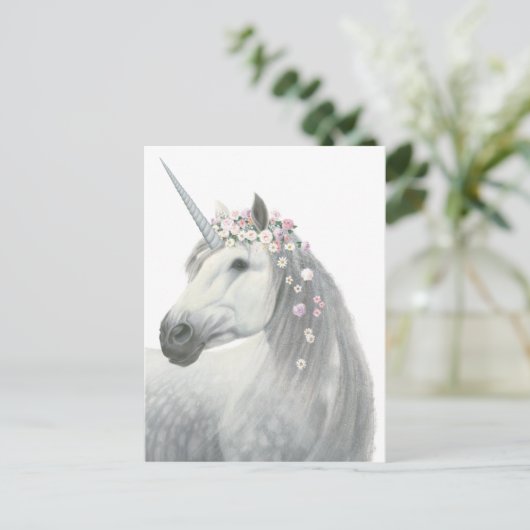 Spirit Unicorn met Flowers in Mane Briefkaart (Staand voorkant)