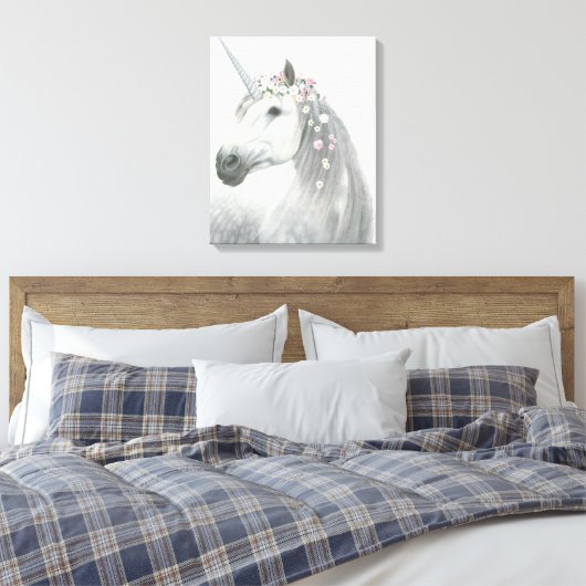 Spirit Unicorn met Flowers in Mane Canvas Afdruk (Insitu (Slaapkamer))