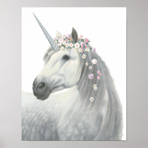 Spirit Unicorn met Flowers in Mane Poster
