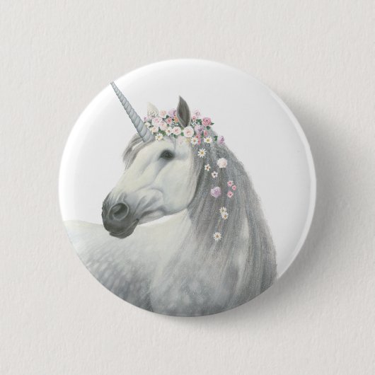 Spirit Unicorn met Flowers in Mane Ronde Button 5,7 Cm (Voorkant)