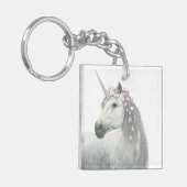 Spirit Unicorn met Flowers in Mane Sleutelhanger (Voorkant Links)